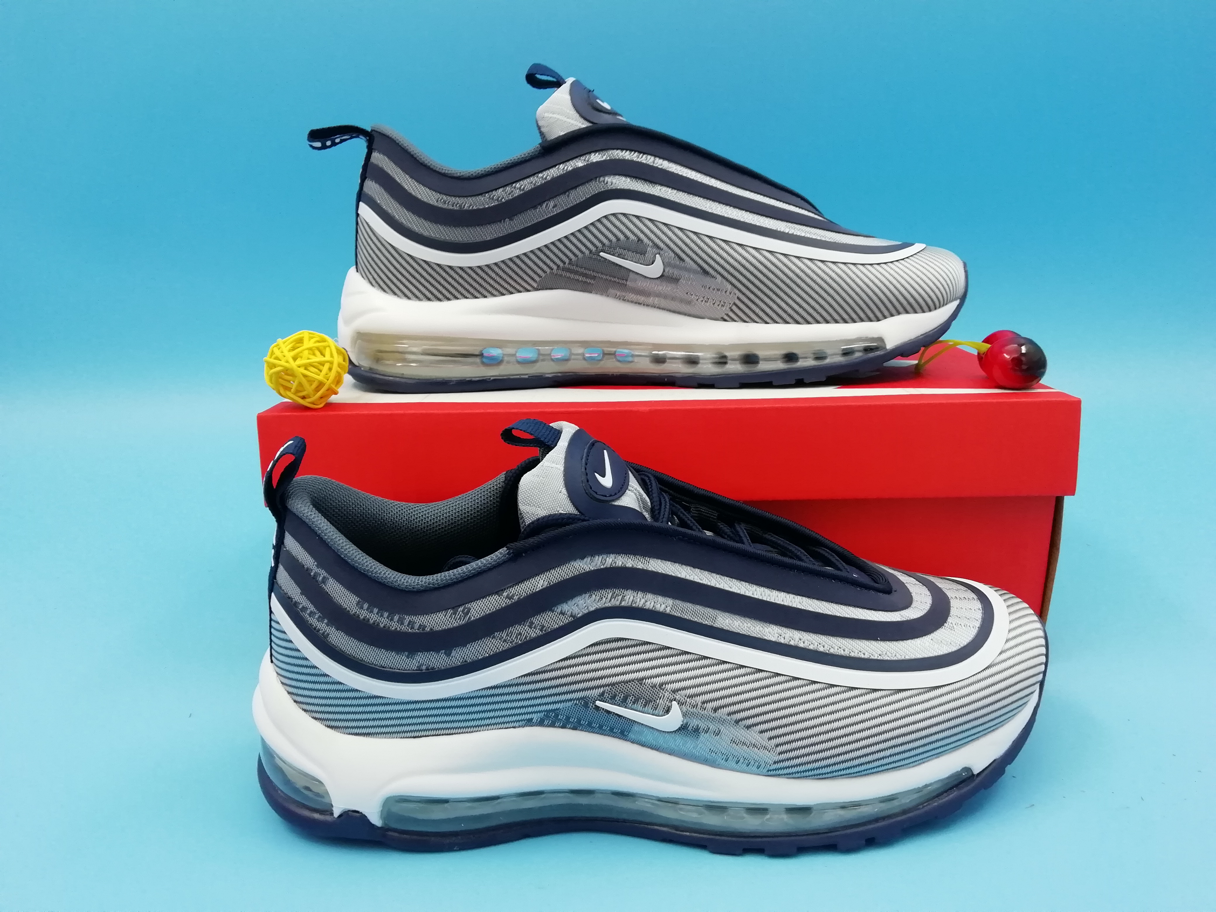 2019 Nike Air Max 97 White Blue Grey Shoes - Click Image to Close